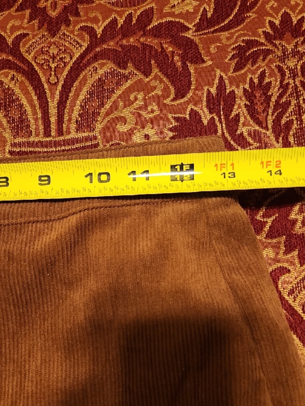 Windsor Brown/Cognac Hi-Rise Corduroy Flare Pants, Retro Look, Small - Picture 9 of 13